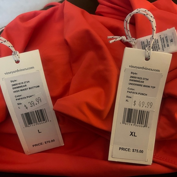 Vineyard Vines Performance Bikini 2 piece Swim, XL Bikini Top & Sz L Bottoms NWT - Picture 6 of 7